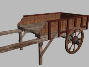 wooden cart Modelo 3D