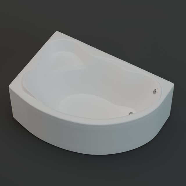 asymmetric bathtub size 1600x1100 3D Model .c4d .max .obj .3ds .fbx .stl .blend 