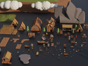 Medieval Village Megapack Low Poly RG 3D 模型