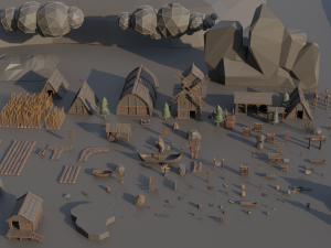 Medieval Village Megapack Low Poly RG 3D 模型