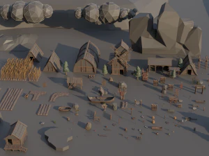 Medieval Village Megapack Low Poly RG 3D Model