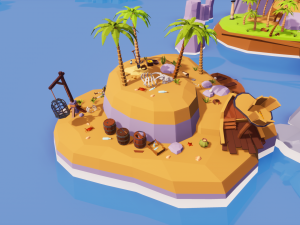Low Poly Tropical Pirate Island RG 3D Model
