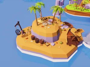 Low Poly Tropical Pirate Island RG 3D Modell