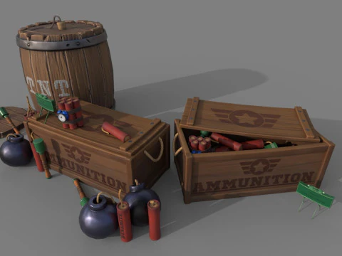 Stylized Explosives 3D Model
