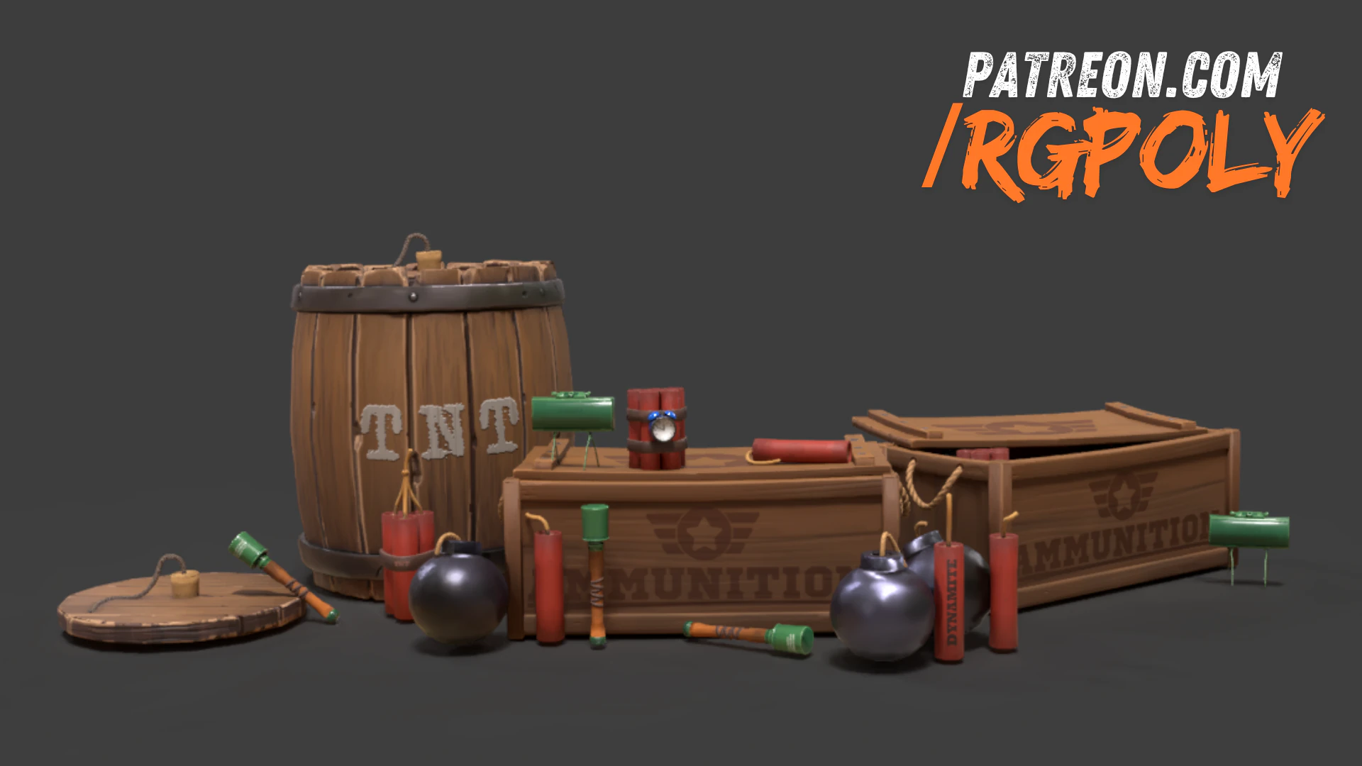 Stylized Explosives 3D Model .c4d .max .obj .3ds .fbx .stl .blend