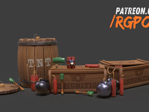 양식화된 폭발물 3D 모델