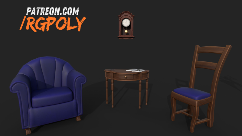 Vintage Cartoon Furniture 3D Model .c4d .max .obj .3ds .fbx .stl .blend 