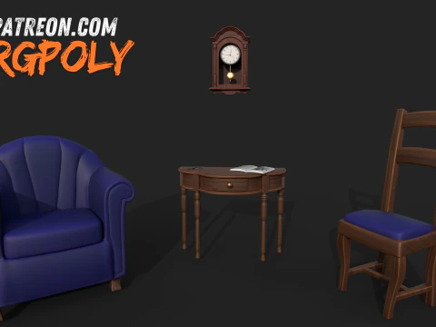 复古卡通家具 3D 模型