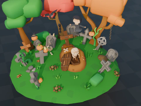 可爱的墓地 3D 模型