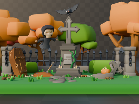 Cute Graveyard Model 3D