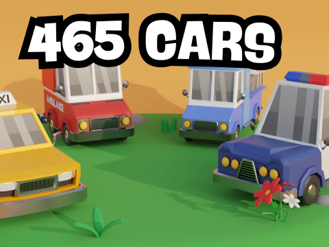 Mobil - 465 Koleksi Mobil Masif Poli Rendah Model 3D