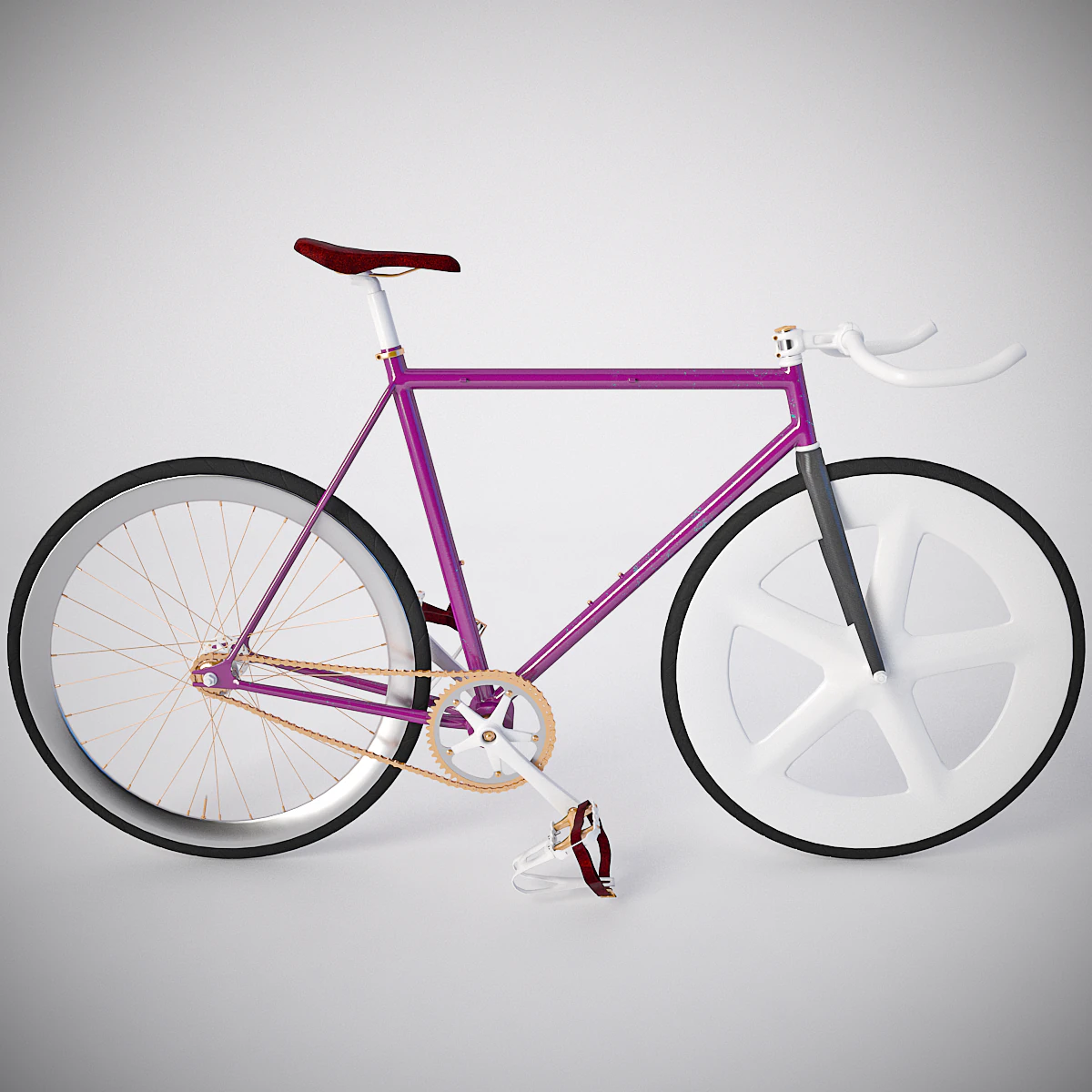 fixed gear bicycle 3D Model .c4d .max .obj .3ds .fbx .stl .blend 