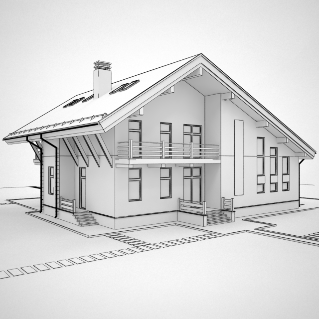 cottage 3D Модель .c4d .max .obj .3ds .fbx .stl .blend 