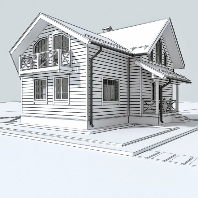 wooden house 3D Model .c4d .max .obj .3ds .fbx .stl .blend 