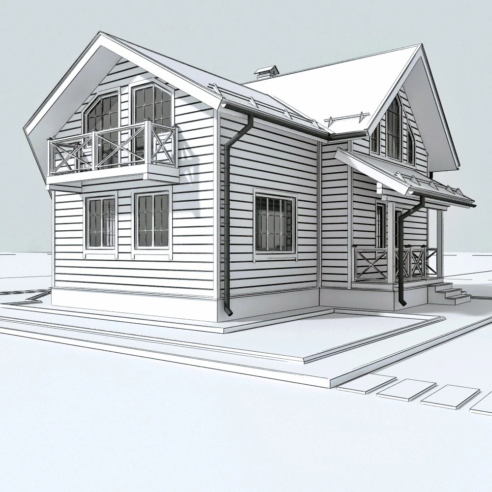 wooden house 3D Model .c4d .max .obj .3ds .fbx .stl .blend 