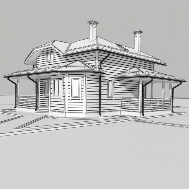 wooden house 3D Model .c4d .max .obj .3ds .fbx .stl .blend 