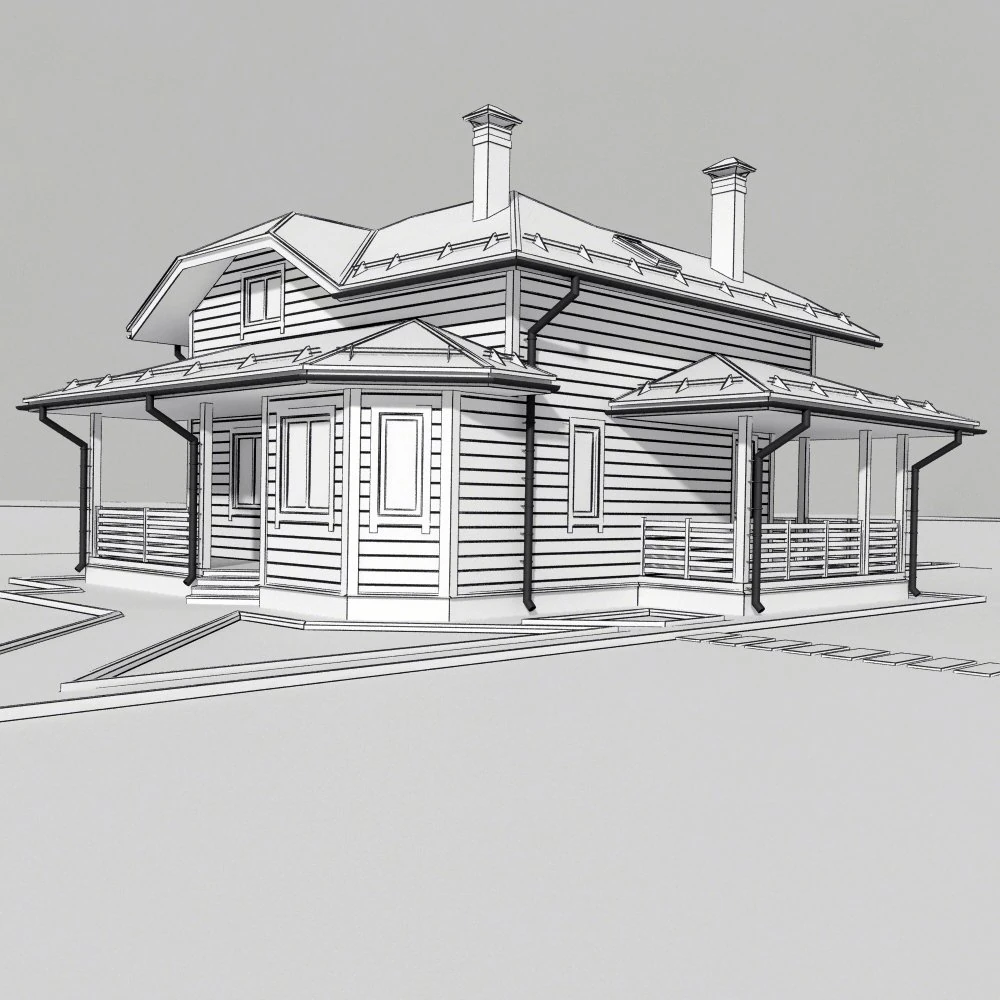 wooden house 3D Model .c4d .max .obj .3ds .fbx .stl .blend 