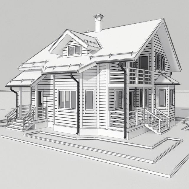 wooden house Modello 3D .c4d .max .obj .3ds .fbx .stl .blend 