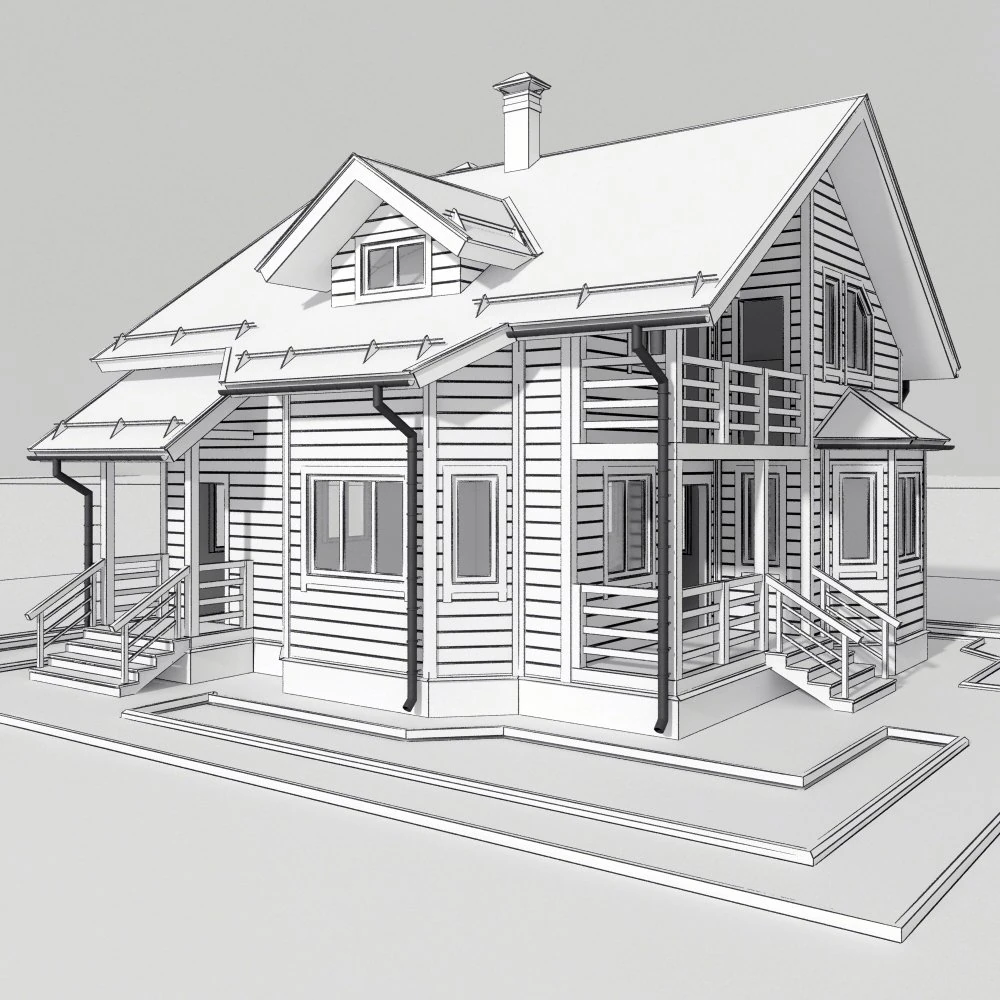 wooden house 3D Model .c4d .max .obj .3ds .fbx .stl .blend 