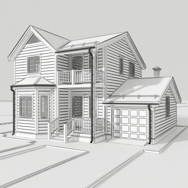 wooden house 3D Модель .c4d .max .obj .3ds .fbx .stl .blend 