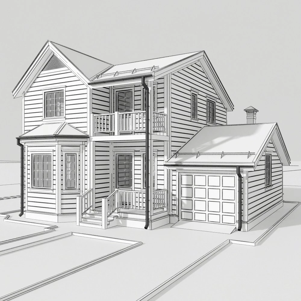 wooden house 3D Model .c4d .max .obj .3ds .fbx .stl .blend 