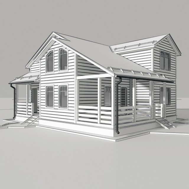 wooden house 3D Model .c4d .max .obj .3ds .fbx .stl .blend 