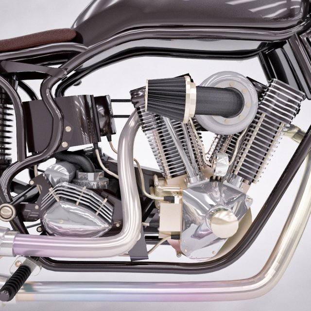 motorcycle cafe racer 3D 模型 .c4d .max .obj .3ds .fbx .stl .blend 
