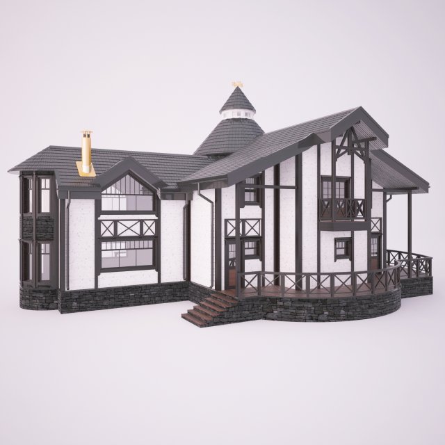 cottage 3Dモデル .c4d .max .obj .3ds .fbx .stl .blend 