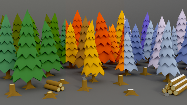 stylized trees pack 01 3D Model .c4d .max .obj .3ds .fbx .stl .blend 
