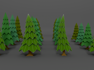 stylized trees pack 01 3D Model