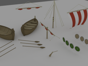 stylized longboat Modèle 3D