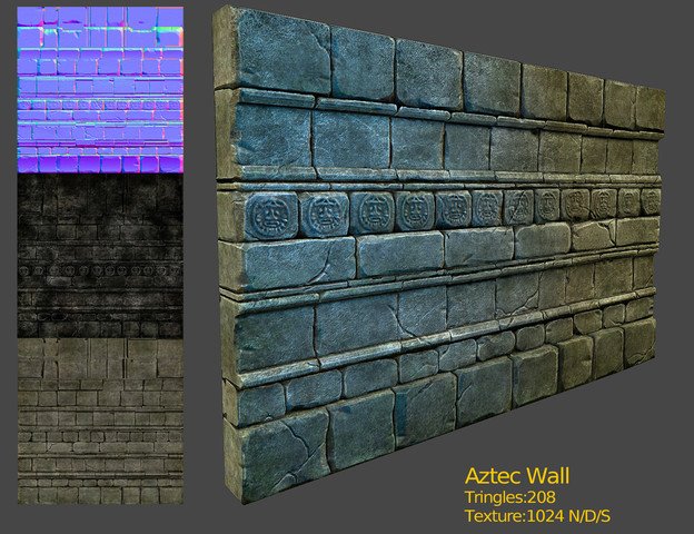 aztec wall 3D Model .c4d .max .obj .3ds .fbx .stl .blend