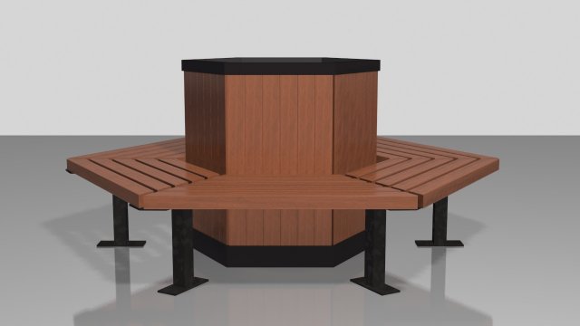 hex shaped park bench 3D Model .c4d .max .obj .3ds .fbx .stl .blend