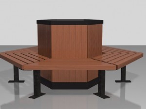 hex shaped park bench Model 3D