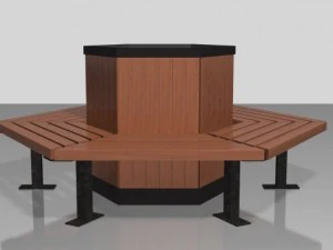Sechseckige Parkbank 3D Modell