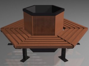hex shaped park bench 3D Model