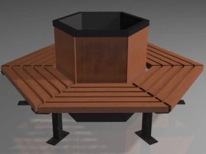 육각형 공원 벤치 3D 모델