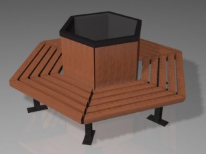 hex shaped park bench 3D Model