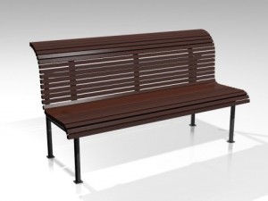 wooden park bench Model 3D