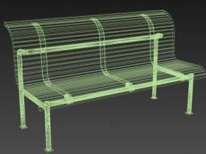 wooden park bench 3D Model
