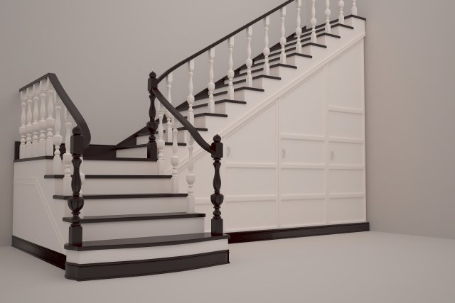 classical staircase with wardrobe 3D 模型 .c4d .max .obj .3ds .fbx .stl .blend 