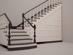 classical staircase with wardrobe Modello 3D