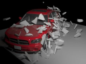 rayfire plugins fragmention wall on car 3D Model