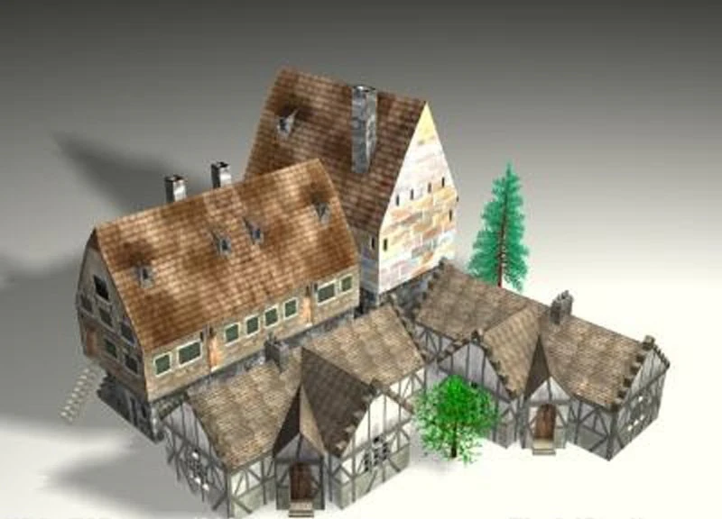 european village buildings home house 3D Model .c4d .max .obj .3ds .fbx .stl .blend 