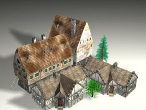 european village buildings home house 3D Модель