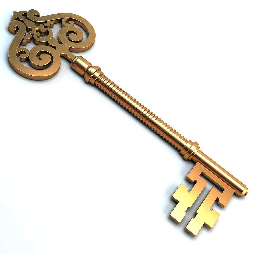 golden key 3D Model .c4d .max .obj .3ds .fbx .stl .blend 