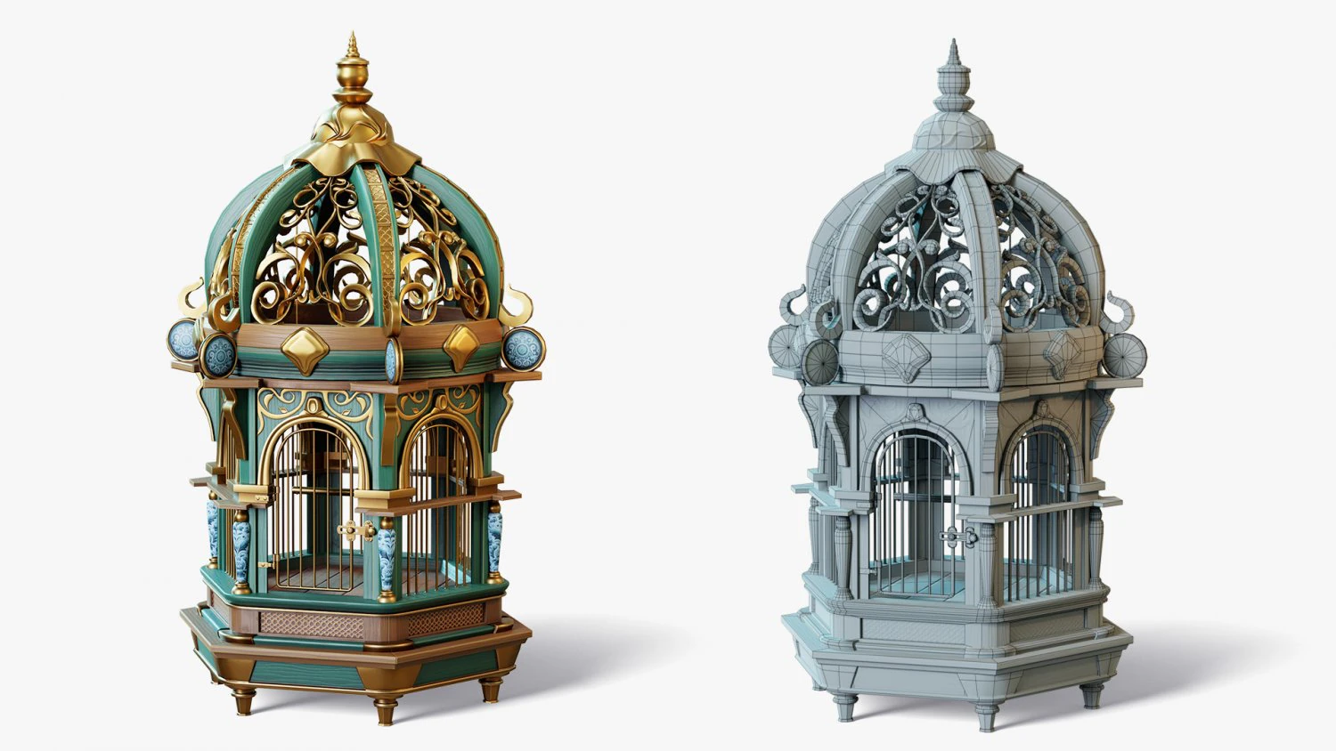 Birdcage Fancy 3D Model .c4d .max .obj .3ds .fbx .stl .blend 