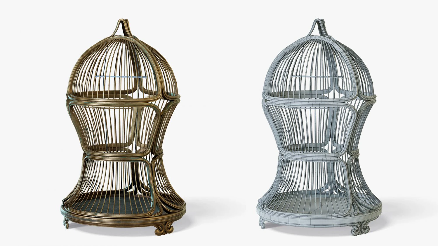 Birdcage Victorian 3D Model .c4d .max .obj .3ds .fbx .stl .blend