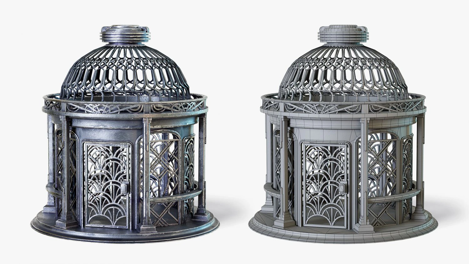 Birdcage Art Deco 3D Model .c4d .max .obj .3ds .fbx .stl .blend 