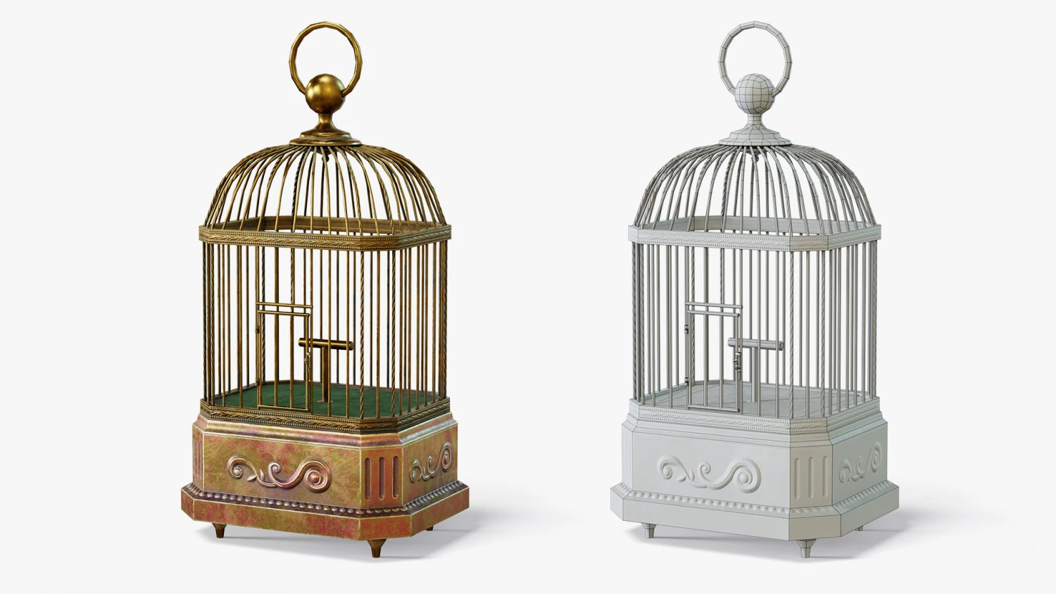 Birdcage Neoclassical 3D Model .c4d .max .obj .3ds .fbx .stl .blend 